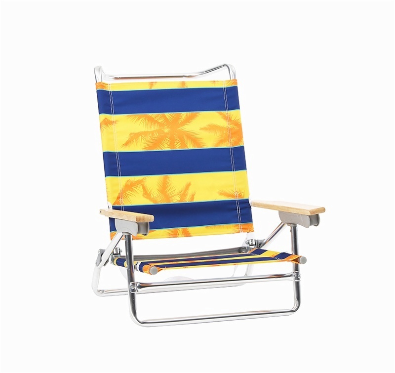 Outdoor Durable Portable Wood Arm Lounge Reclining Folding Beach Chair