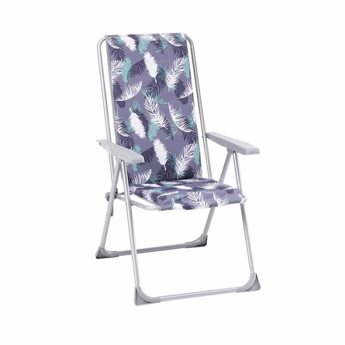 Padded 5 Position Adjustable Foldable Metal Chair Steel Frame Camping Chair