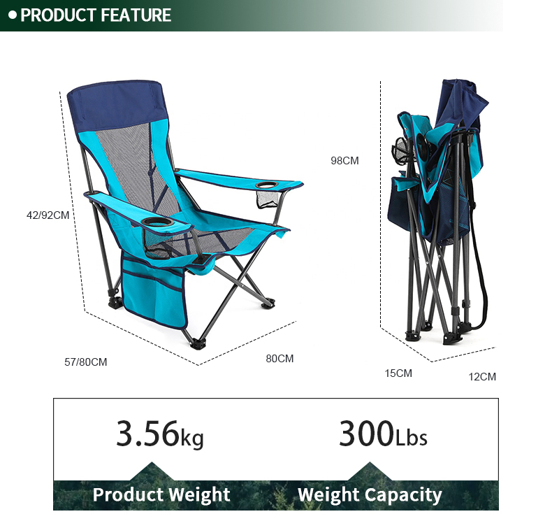 Ultralight Outdoor Portable Camping Metal Chair for Fishing with Cup Holder