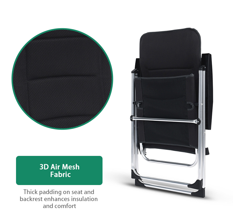 5 Position Adjustable Reclining High Back Aluminum Lightweight Outdoor Folding Camping Chair for Picnic