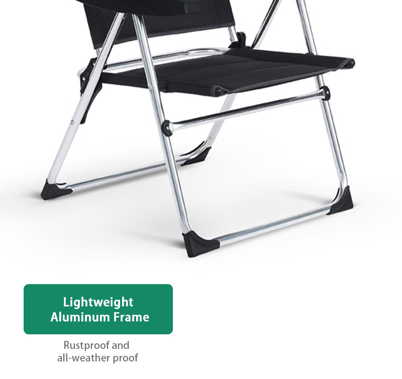 5 Position Adjustable Reclining High Back Aluminum Lightweight Outdoor Folding Camping Chair for Picnic