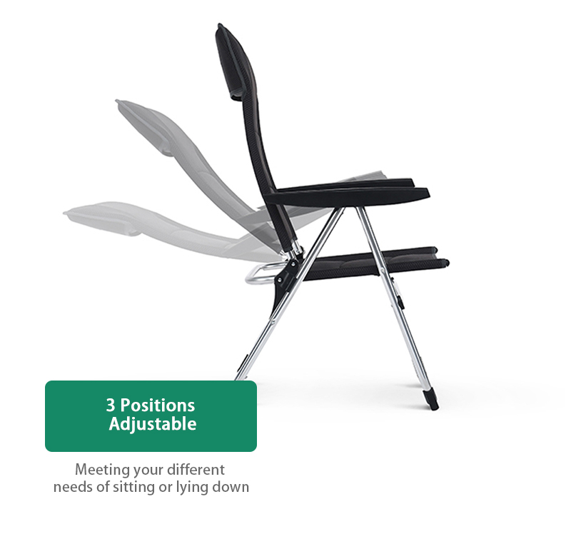 5 Position Adjustable Reclining High Back Aluminum Lightweight Outdoor Folding Camping Chair for Picnic