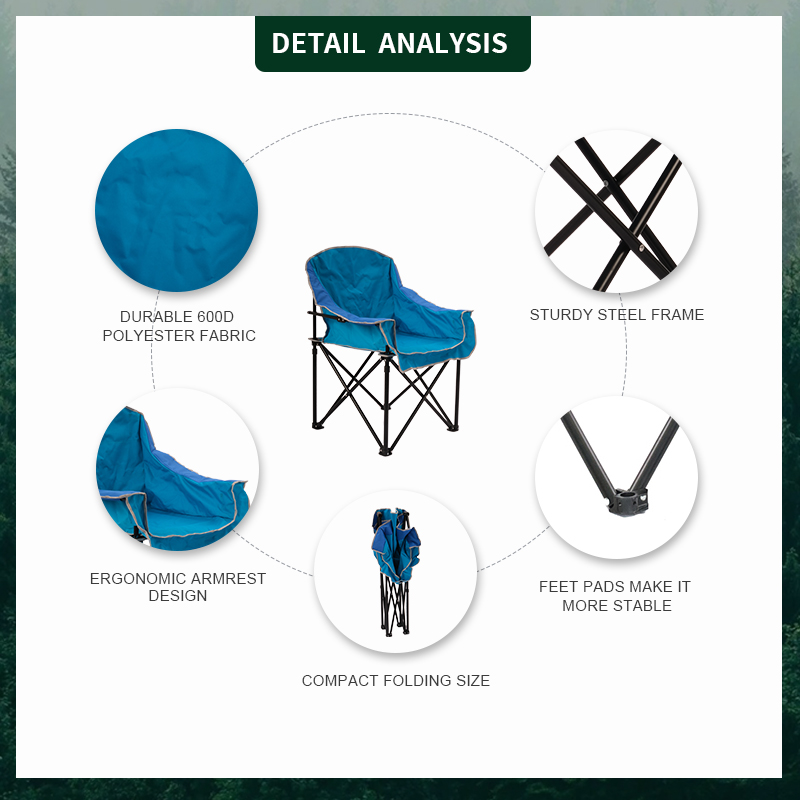 Lightweight Folding Half Round Moon Leisure Sofa Camping Chair