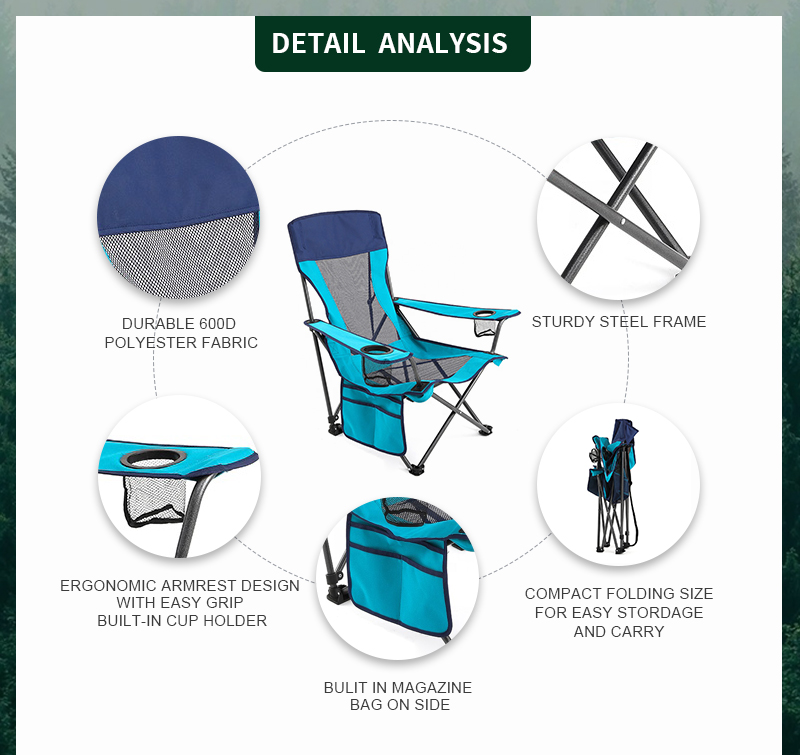 Ultralight Outdoor Portable Camping Metal Chair for Fishing with Cup Holder