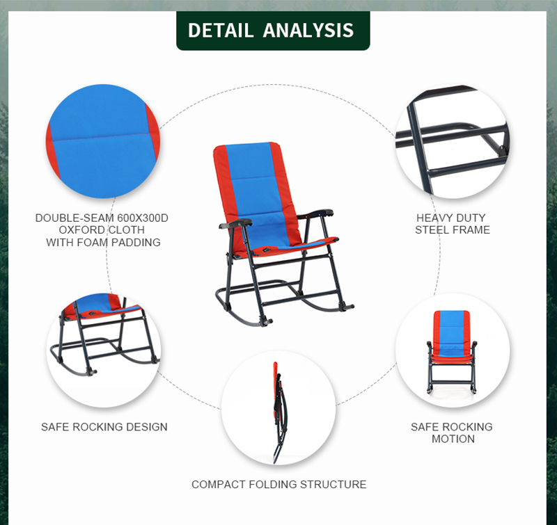 Outdoor Portable Camping Fishing Beach Folding Rocking Reclining Chair with Headrest