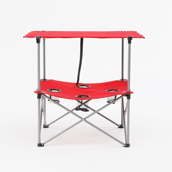 Outdoor Camping Round Outdoor Dining Folding Table with Carry Bag and 4 Cup Holders