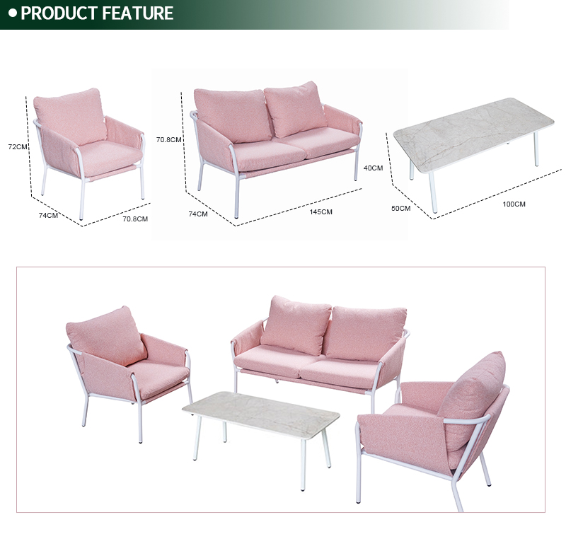 4 Piece Aluminum Sectional Sofa Set with Cushions AF2504