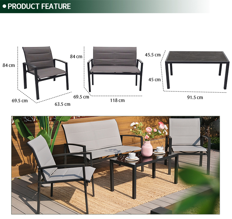 4 PC Conversation Sofa Set with Cushions SF5920