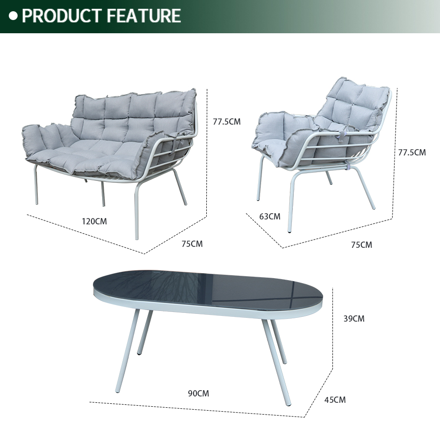 Steel Outdoor KD Sofa Set 2015