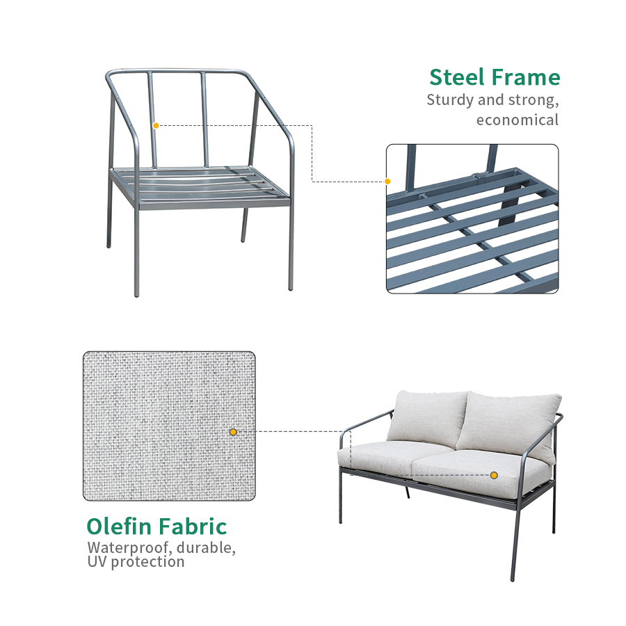 Steel Outdoor KD Sofa Set 2014