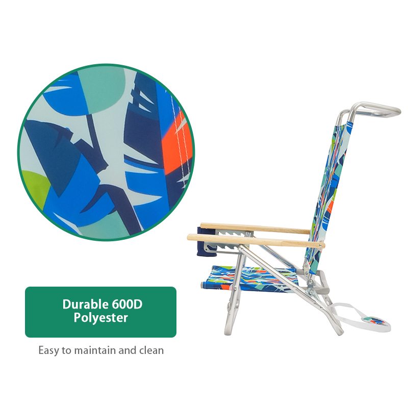 Outdoor Durable Portable Wood Arm Lounge Reclining Folding Beach Chair