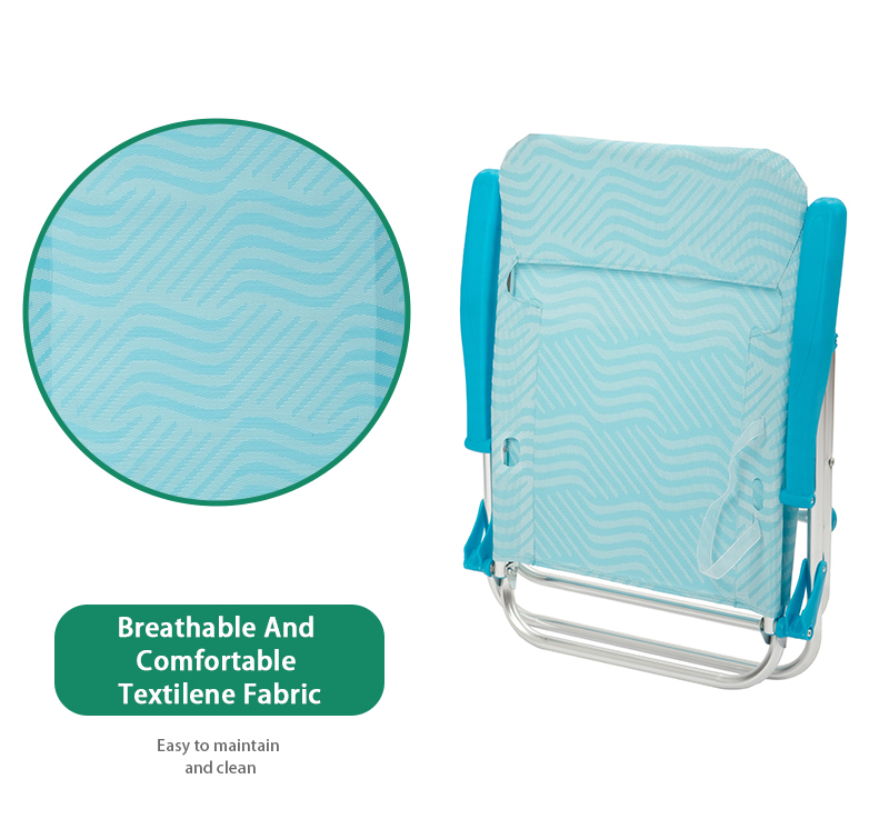 Durable Portable Adjustable Reclining Outdoor Lounge Folding Beach Chair with High Back