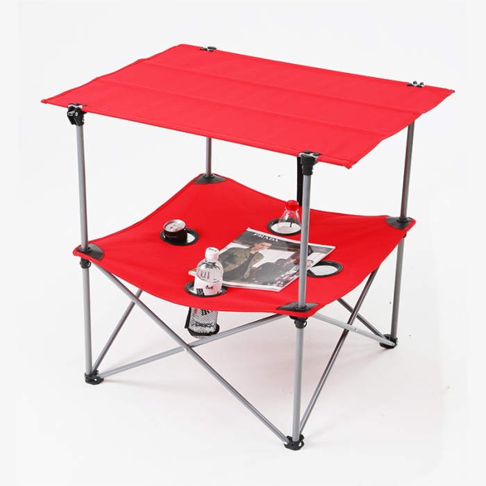 Outdoor Camping Round Outdoor Dining Folding Table with Carry Bag and 4 Cup Holders