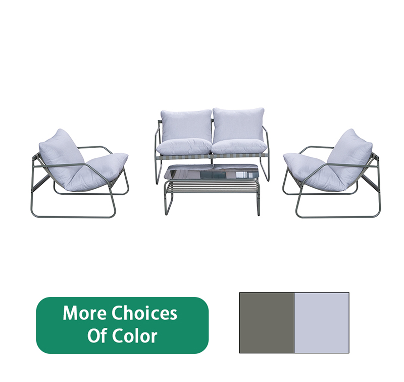 4 Piece Steel and Rope Conversation Sofa Set with Cushions SF6401