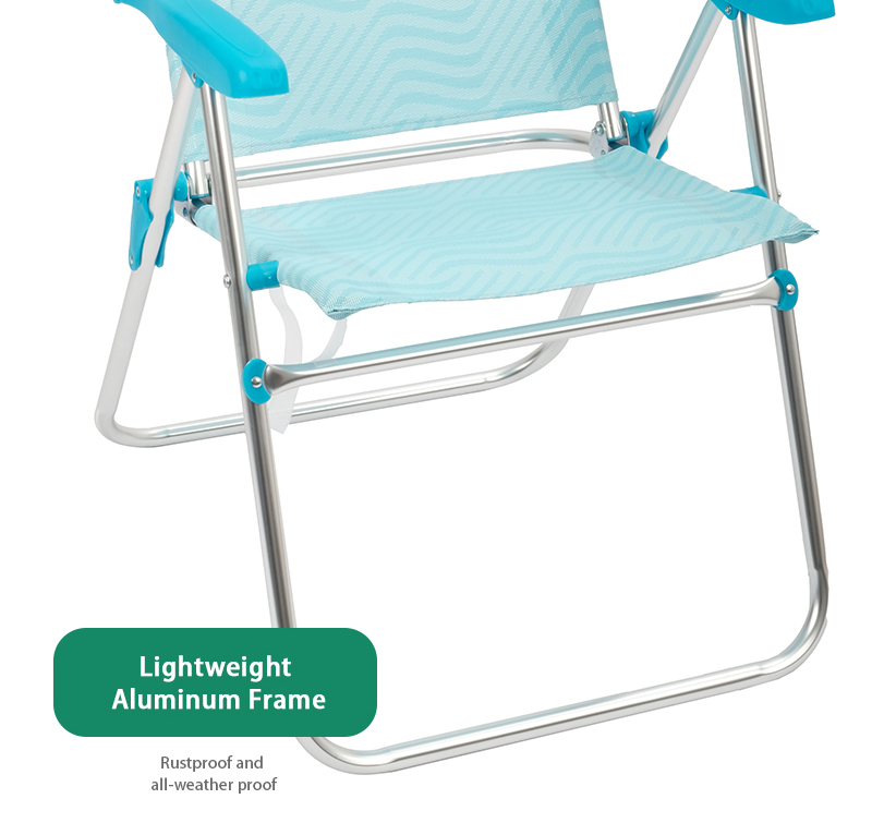 Durable Portable Adjustable Reclining Outdoor Lounge Folding Beach Chair with High Back
