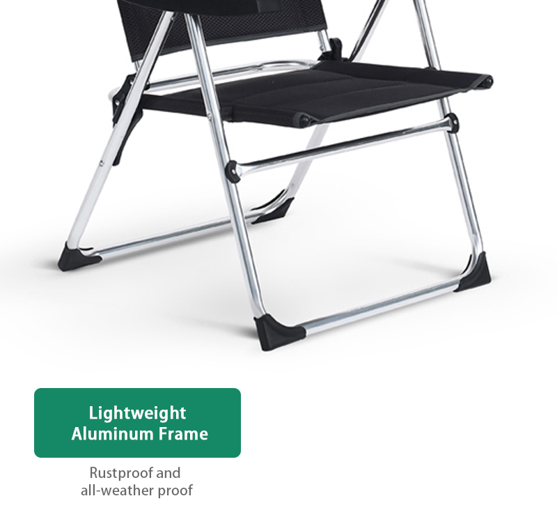 5 Position Adjustable Portable Aluminum Lightweight Outdoor Folding Camping Chair with Armrest