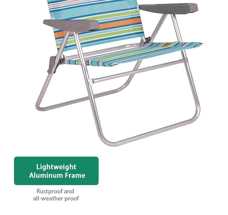 3 Position Aluminum Deluxe Folding Camping Outdoor Garden Sun Roof Patio Beach Chair with Canopy and Storage Pouch