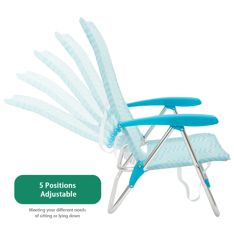 Outdoor Aluminum Beach Lounge Chair Recliner Low Seat Foldable Backpack Beach Chairs