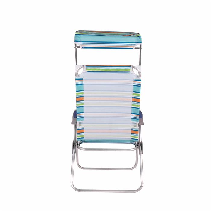 3 Position Aluminum Deluxe Folding Camping Outdoor Garden Sun Roof Patio Beach Chair with Canopy and Storage Pouch