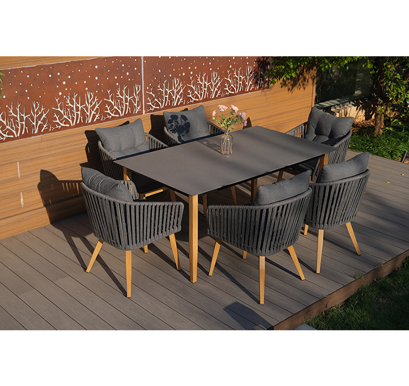 Terni 6 Pc Stacking Chair and 1PC Table Outdoor Dining Set AF4207
