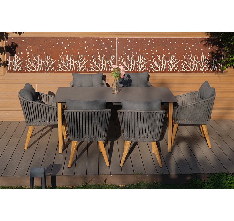 Terni 6 Pc Stacking Chair and 1PC Table Outdoor Dining Set AF4207