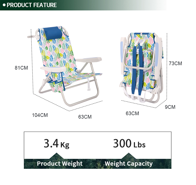 Backpack Beach Chair with Cool Resin Arms & Cup Holders