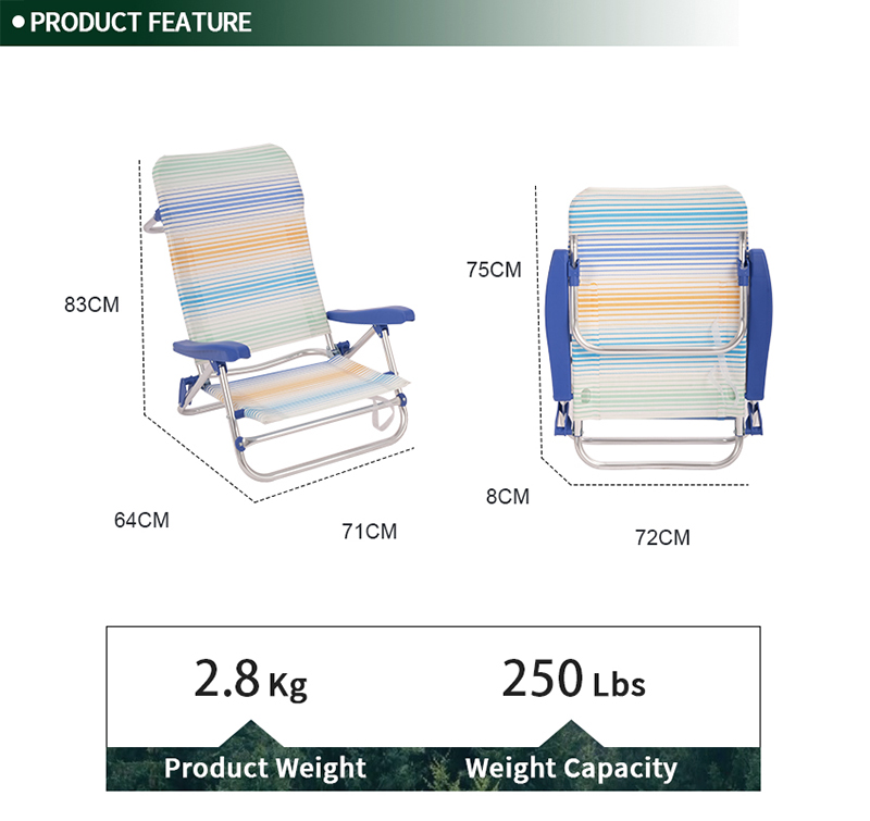Compact Lightweight Beach Chair with Textilene Fabric