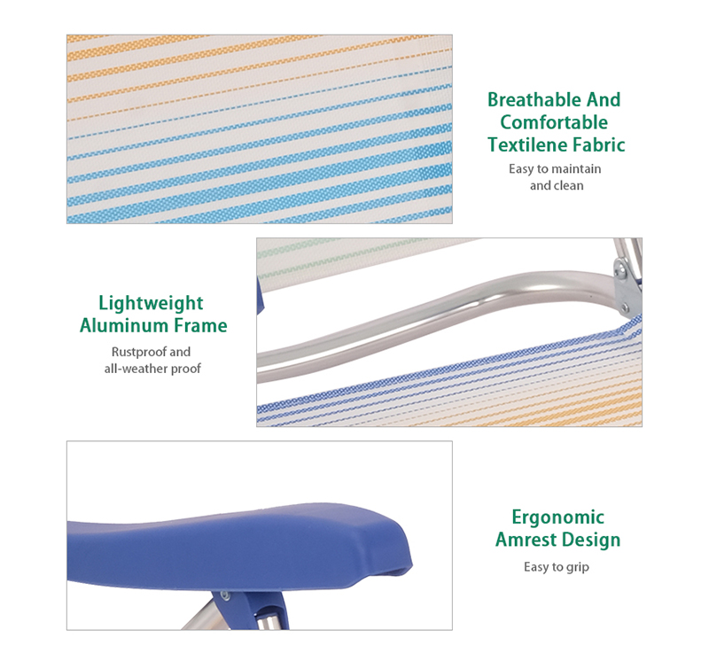Lightweight Aluminum Beach Chair with Textilene Fabric