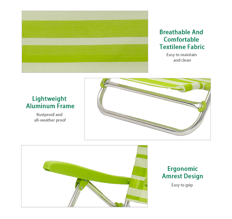 Sturdy Folding Beach Chair with High Backrest – 100kg Capacity
