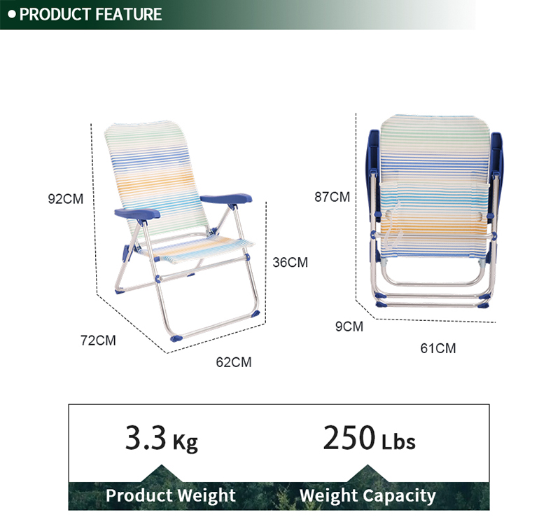 Compact Aluminum Beach Chair with Textilene – Easy Fold & Carry