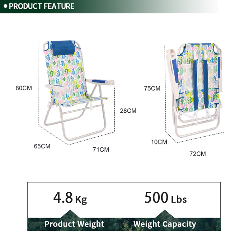 Oversized Tall Folding Beach Chair for Heavy People – 500lb Capacity
