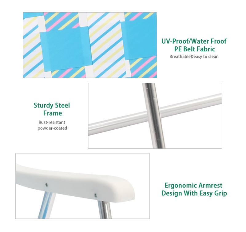 Beach Web Chair with PE Strap & Cool Armrests – Foldable Design