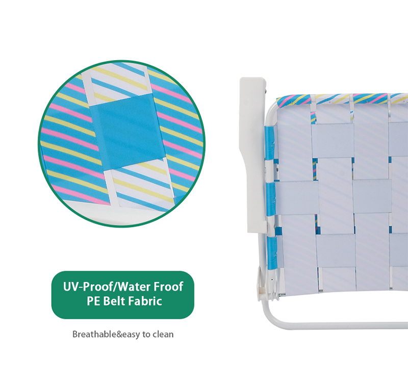 Foldable Beach Web Chair with Steel Frame & Breathable PE Belt