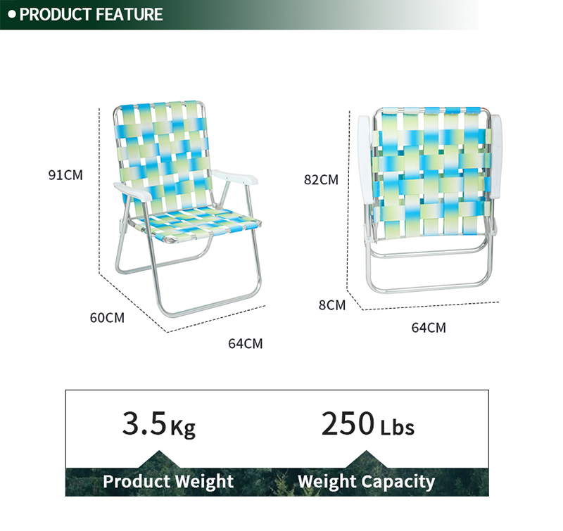High Back Web Chair with Anti-Tip Legs – Aluminum Frame