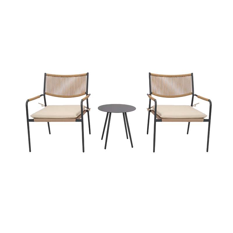 Lightweight 3-Piece Aluminum Bistro Set AF4220 with Olefin Fabric Chairs and Aluminum Table Top