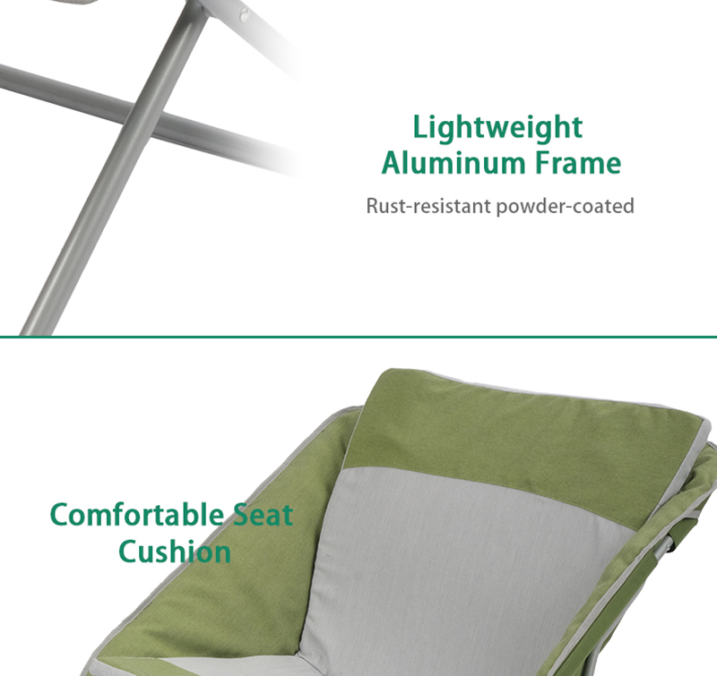 Ergonomic Folding Camping Chair with Cushion for Back Support