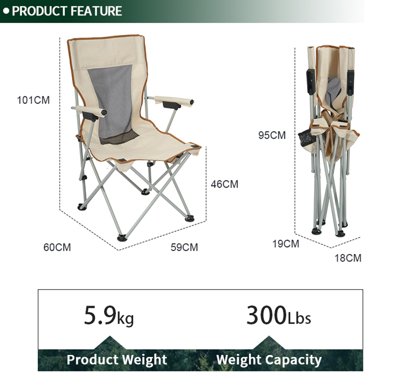 Portable Folding Camping Chair – High-Capacity 250 lbs, Powder-Coated Steel Frame, 600D Polyester for Maximum Comfort