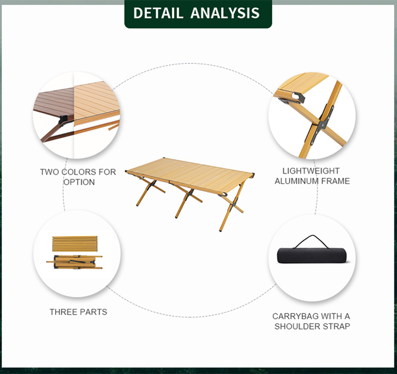 Aluminum X-Frame Rolling Table, Quick Folding, Weatherproof Surface