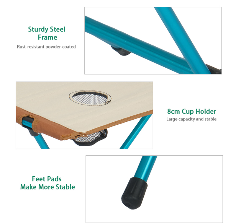 Compact Foldable Table with Steel Frame, 30kg Load, Cup Holders