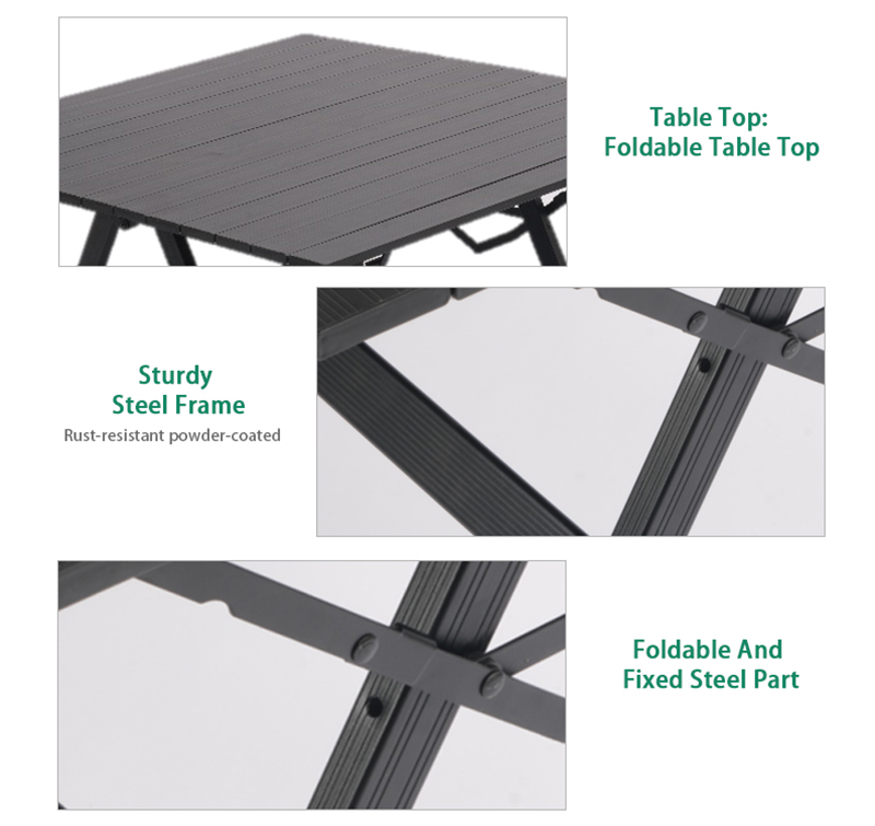 Sturdy Aluminum Camping Table with 3 Height Settings, 30kg Load Capacity