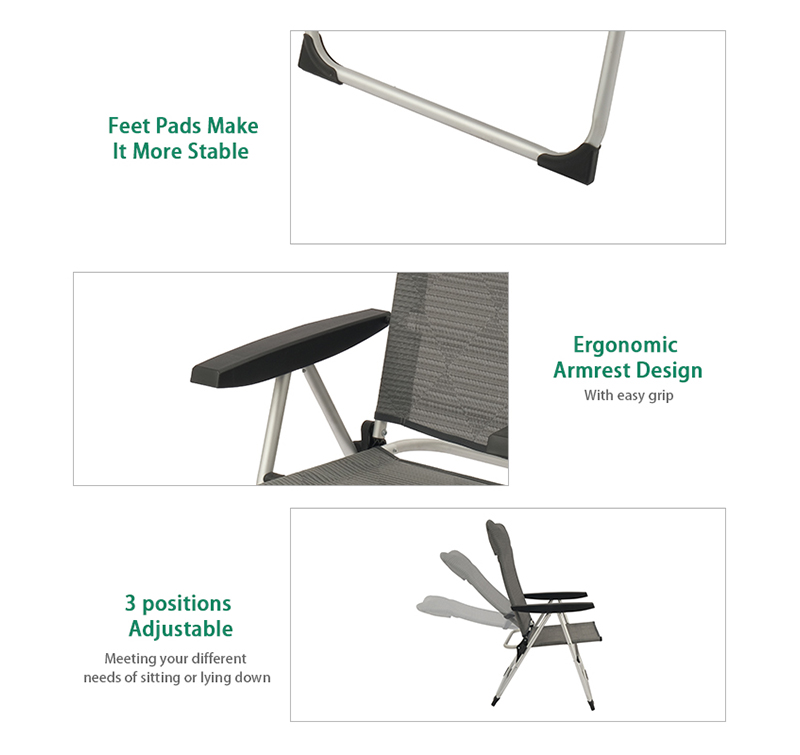 5-Position RV Chair Lightweight Comfortable Folding Chair with High Back