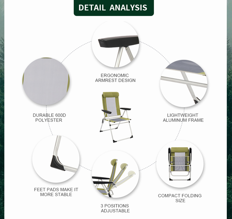 Folding Armrest RV Chair with 5 Positions and Ergonomic Design