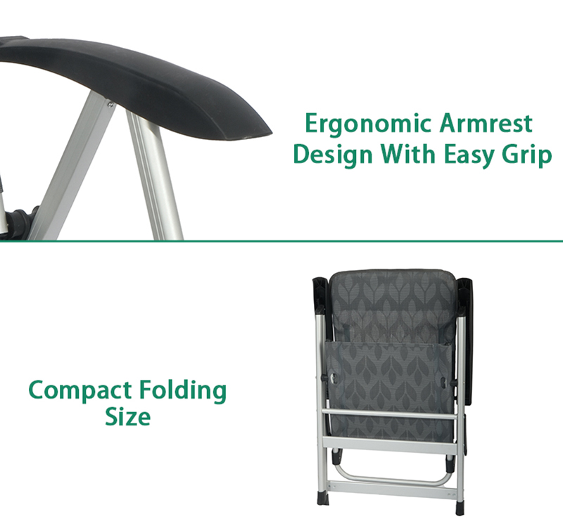 Luxury RV Camping Caravan Chair with 7 Reclining Positions and 120kg Load Capacity