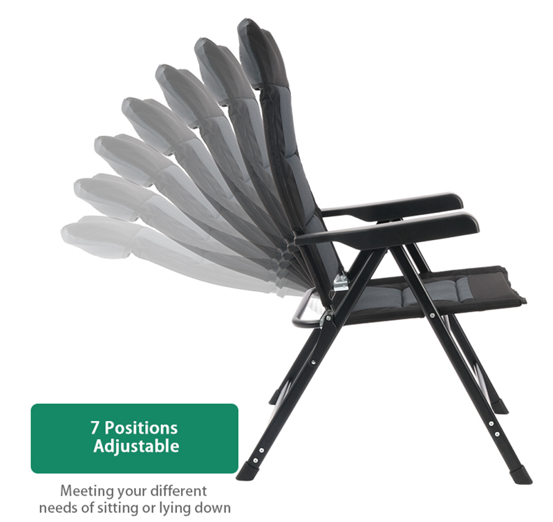 Folding RV Caravan Chair with 3D Air Mesh Fabric and 7 Reclining Positions