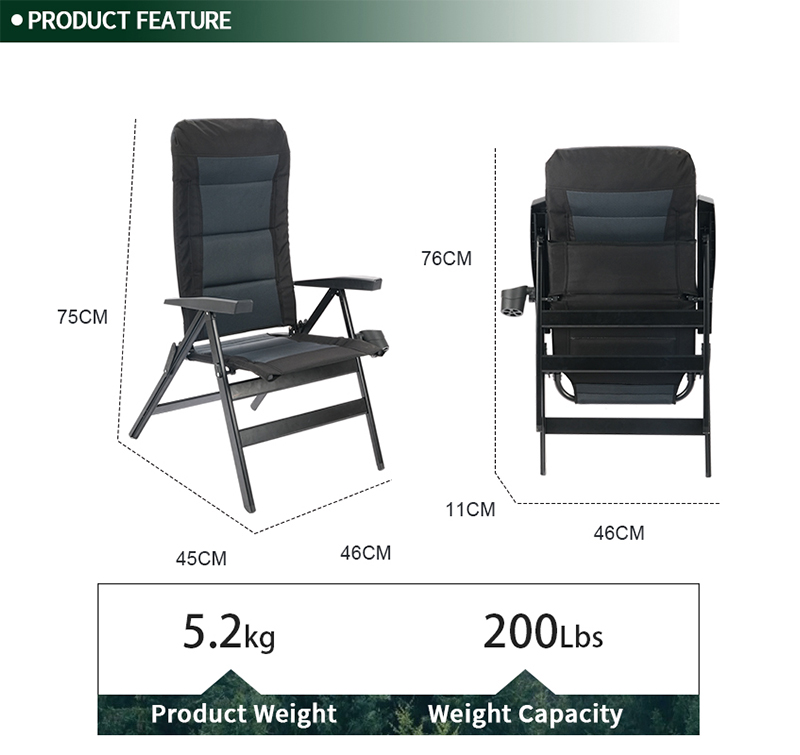 High Back Folding Chair with 3D Mesh and Padded Pillow for Comfort