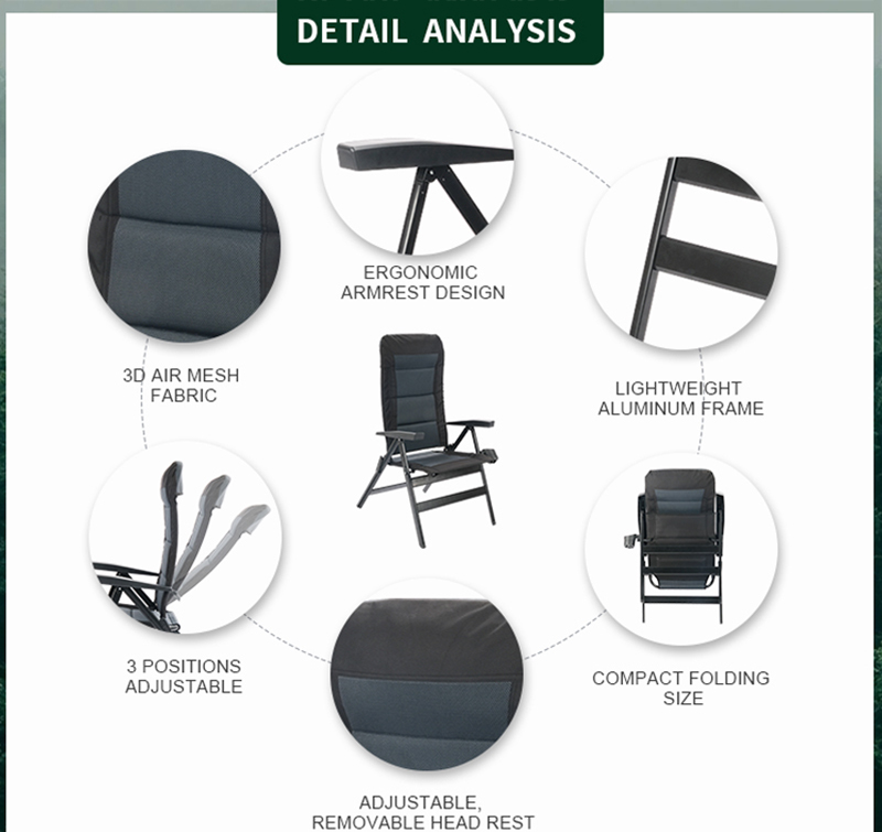 High Back Folding Chair with 3D Mesh and Padded Pillow for Comfort