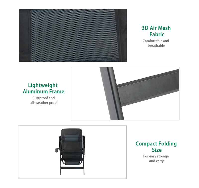 High Back Folding Chair with 3D Mesh and Padded Pillow for Comfort