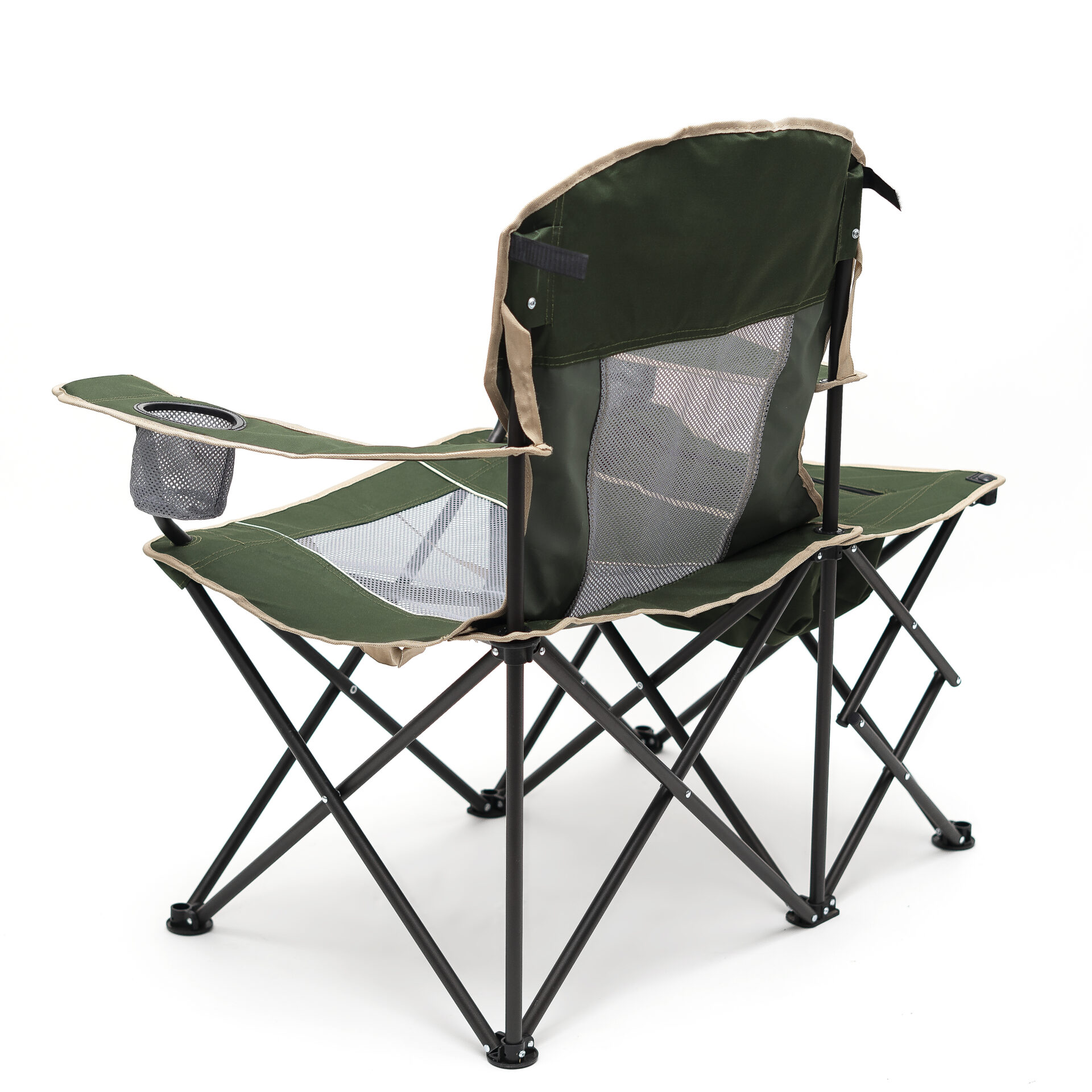 Camping Heavy Duty Support Oversized Steel Frame Collapsible Padded Arm Folding Chair with Side Table