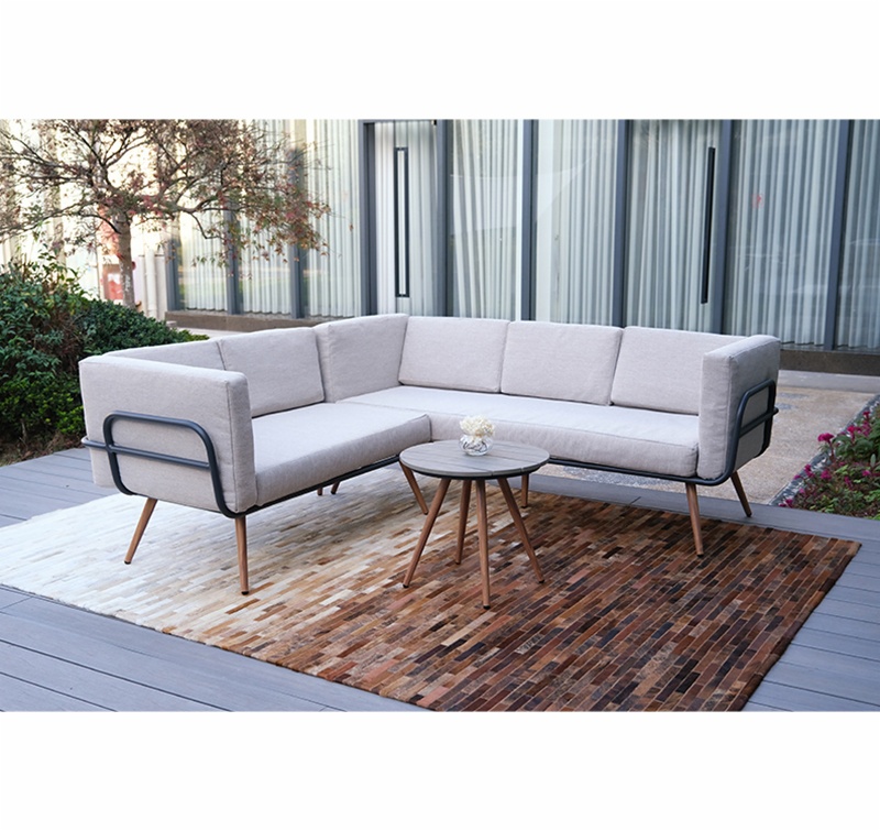 Denton 3 Piece Aluminum Corner Sofa Sectional Set with Cushions AF2107