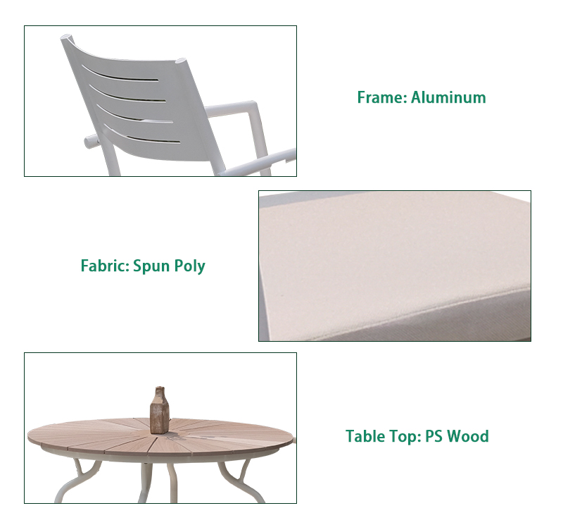 5-Piece Patio Dining Set with Lightweight Aluminum Frame and Weather-Resistant Spun Poly Fabric